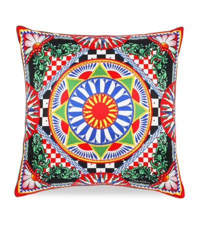 Shop Dolce & Gabbana Silk Carretto Square Cushion (45cm X 45cm) In Multi