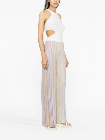 Shop Missoni Sequined Flared Trousers In Beige