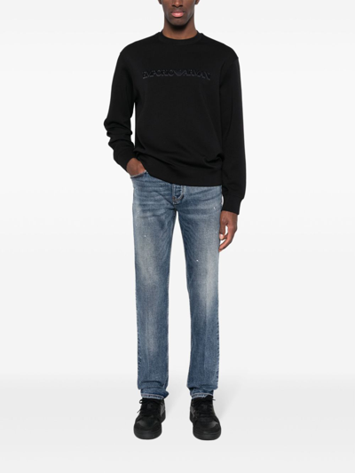 Shop Emporio Armani Logo Cotton Blend Sweatshirt In Black