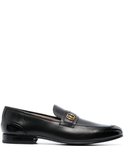 Shop Bally Sadei Logo-plaque Leather Loafers In Black
