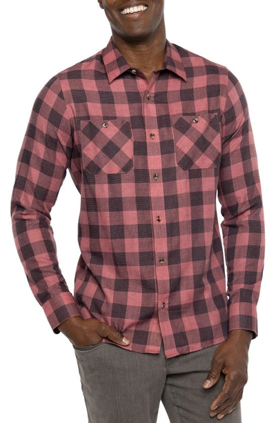Shop Travismathew Cloud Plaid Flannel Button-up Shirt In Earth Red/ Black