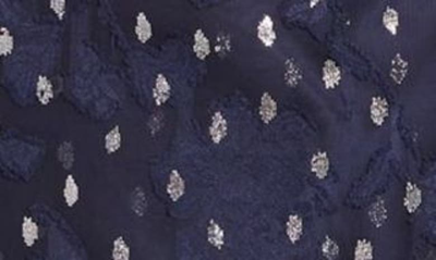Shop Anne Klein Metallic Long Sleeve Chiffon Jacquard Faux Wrap Dress In Distant Mountain