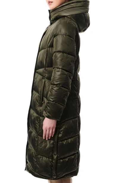 Shop Bernardo Shiny Insulated Puffer Coat In Dark Green