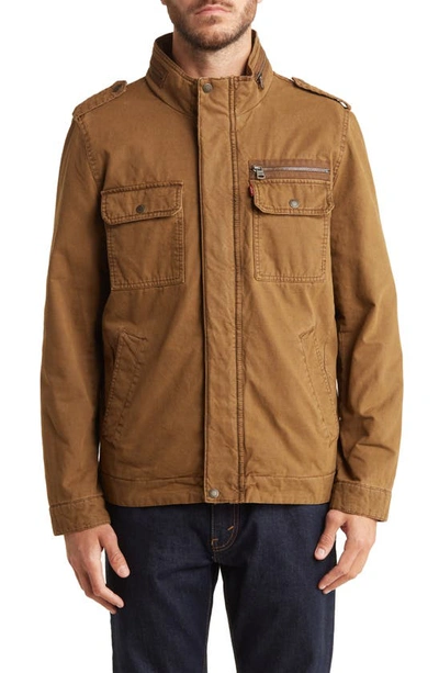 Shop Levi's Washed Cotton Utility Jacket In Worker Brown