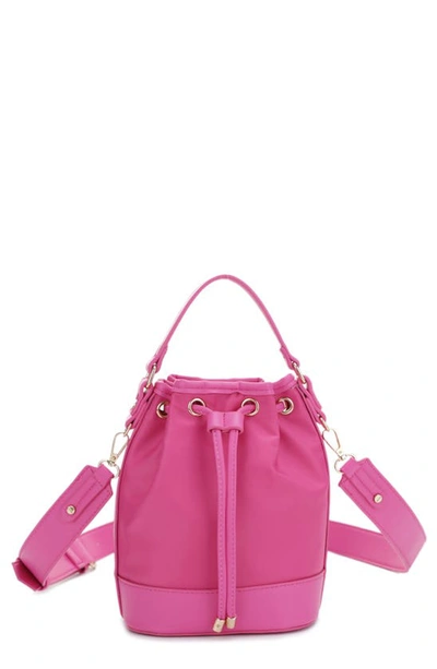 Shop Mali + Lili Ella Nylon & Vegan Leather Bucket Bag In Fuchsia