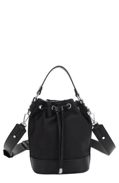 Shop Mali + Lili Ella Nylon & Vegan Leather Bucket Bag In Black