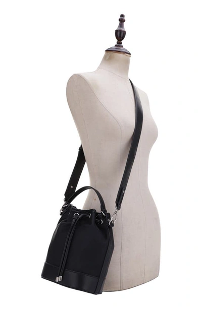 Shop Mali + Lili Ella Nylon & Vegan Leather Bucket Bag In Black