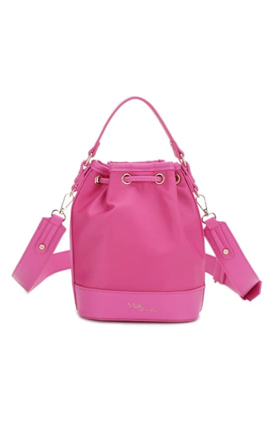 Mali + Lili Ella Nylon & Vegan Leather Bucket Bag In Fuchsia