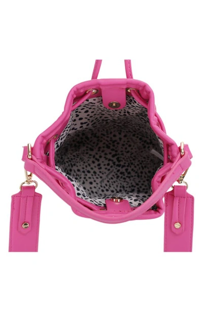 Mali + Lili Ella Nylon & Vegan Leather Bucket Bag In Fuchsia