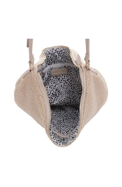 Mali + Lili Megan High Pile Fleece Crescent Bag In Latte
