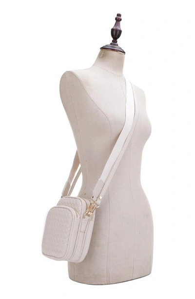 Shop Mali + Lili Josephine Woven Vegan Leather Crossbody Bag In Bone