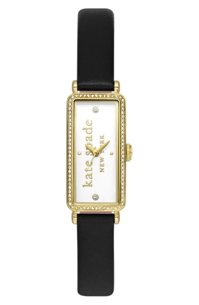Shop Kate Spade Rosedale Pavé Leather Strap Watch, 32mm In Black