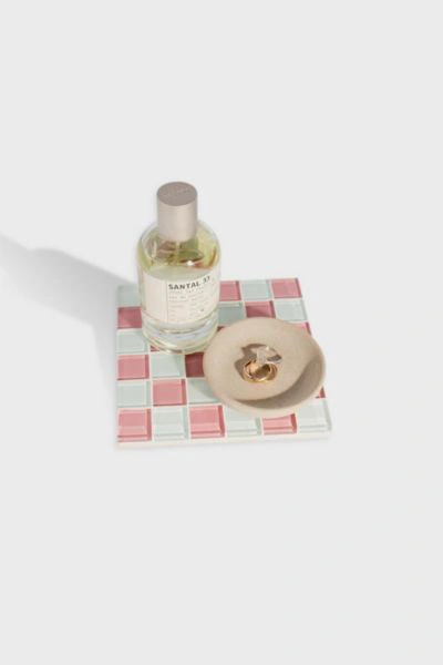 Shop Subtle Art Studios Square Checkered Glass Tile Tray In Pink Himalayan Milk Chocolate At Urban Outfitters