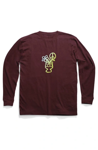 Shop Stance Scribbles Long Sleeve Cotton Graphic T-shirt In Wine