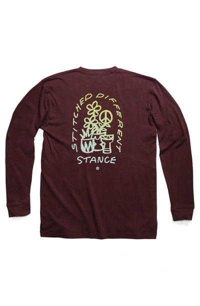 Shop Stance Scribbles Long Sleeve Cotton Graphic T-shirt In Wine