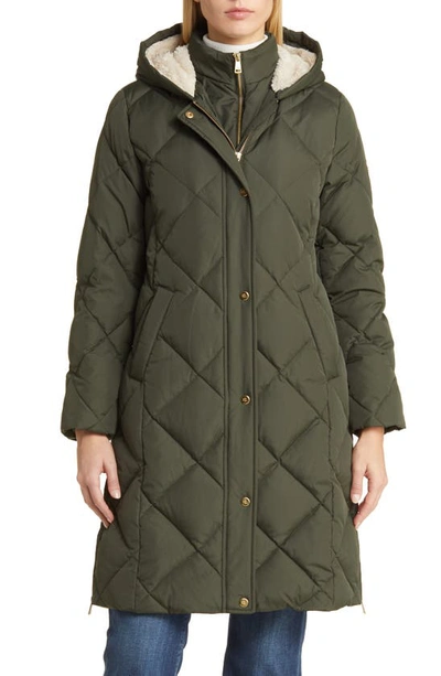 Shop Lauren Ralph Lauren Longline Puffer Coat With Removable Vest In Litchfield Loden