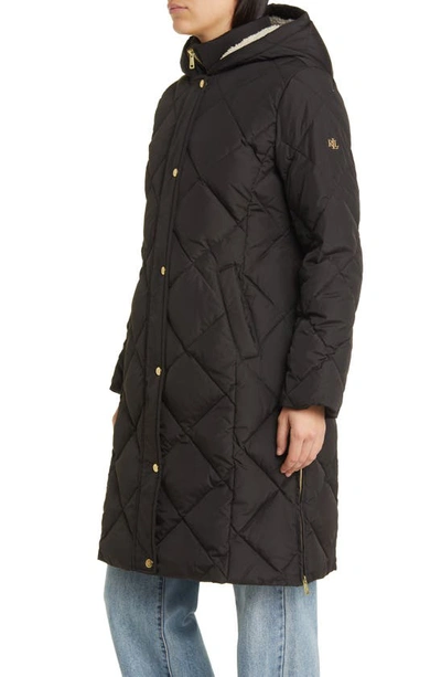 Shop Lauren Ralph Lauren Longline Puffer Coat With Removable Vest In Black