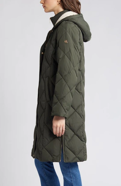 Shop Lauren Ralph Lauren Longline Puffer Coat With Removable Vest In Litchfield Loden