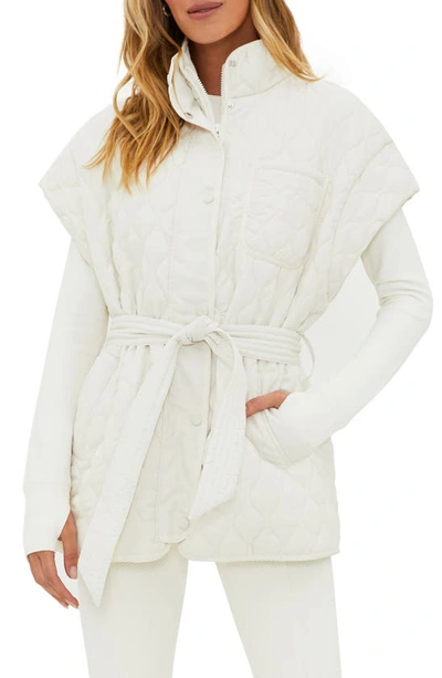 Shop Beach Riot Glenn Quilted Cap Sleeve Belted Vest In Snow Cloud