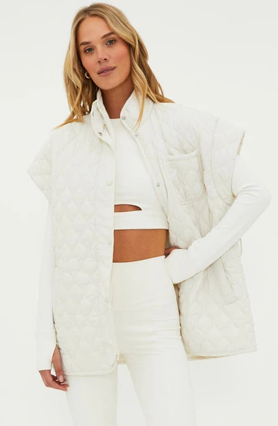 Shop Beach Riot Glenn Quilted Cap Sleeve Belted Vest In Snow Cloud
