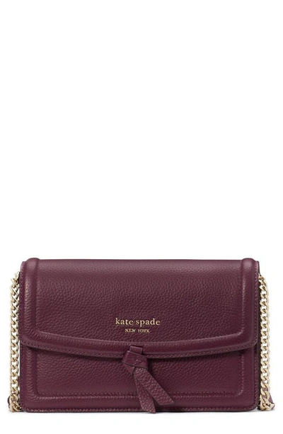 Shop Kate Spade Knott Pebbled Leather Flap Crossbody Bag In Deep Cherry