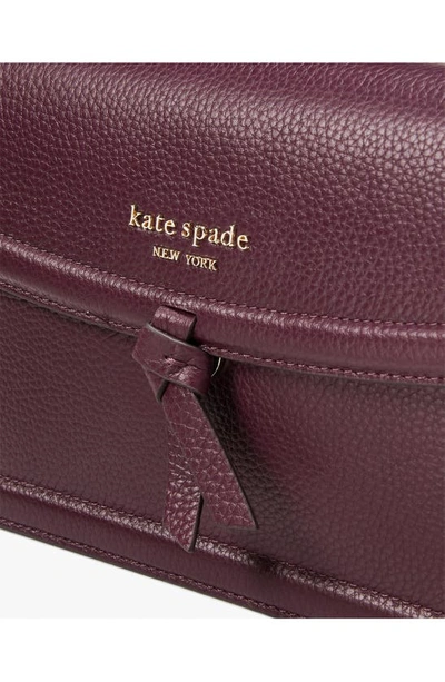 Shop Kate Spade Knott Pebbled Leather Flap Crossbody Bag In Deep Cherry
