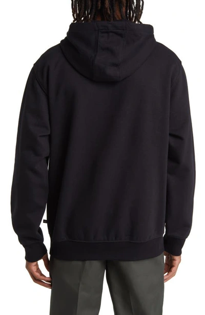 Shop Dickies Logo Embroidered Fleece Hoodie In Knit Black