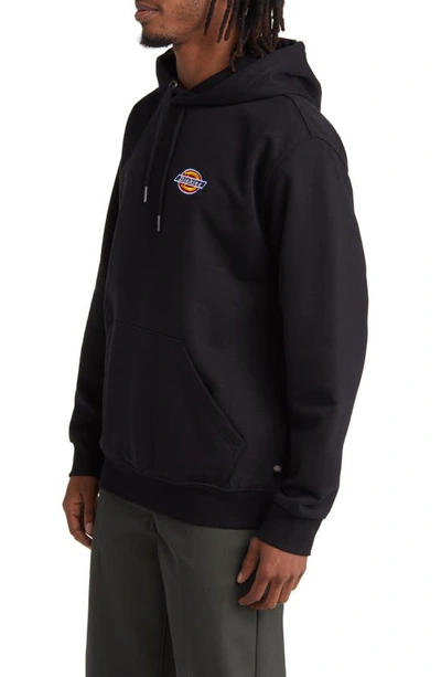 Shop Dickies Logo Embroidered Fleece Hoodie In Knit Black