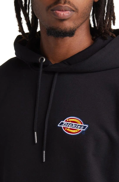 Shop Dickies Logo Embroidered Fleece Hoodie In Knit Black