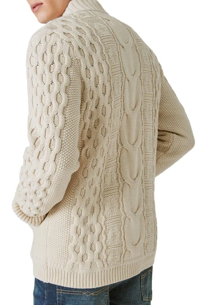 Shop Lucky Brand Cable Stitch Cotton Blend Zip-up Cardigan In Cream