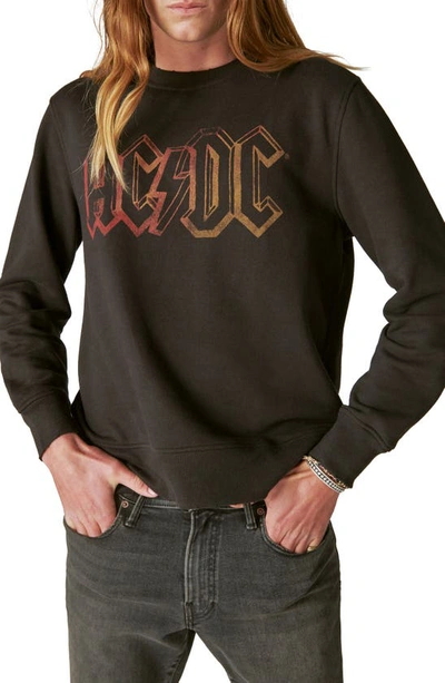 Shop Lucky Brand Ac/dc Oversize Crewneck Sweatshirt In Jet Black