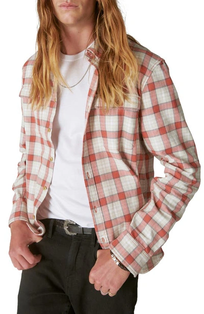 Shop Lucky Brand Plaid Twill Utility Shirt In Red Multi Plaid