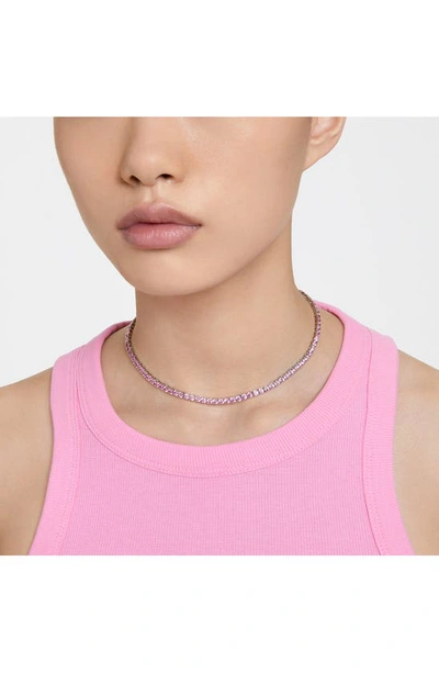 Shop Swarovski Matrix Tennis Necklace In Pink/ Purple
