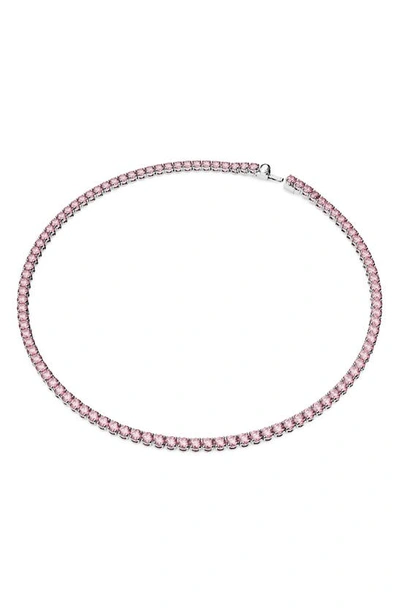 Shop Swarovski Matrix Tennis Necklace In Pink/ Purple