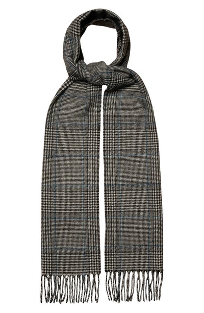 Shop Eton Glen Plaid Wool Fringe Scarf In Dark Gray