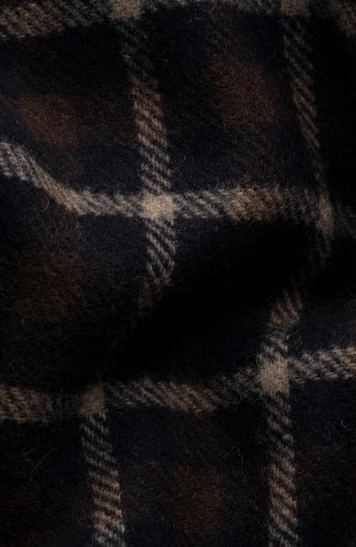 Shop Eton Check Wool Fringe Scarf In Medium Brown