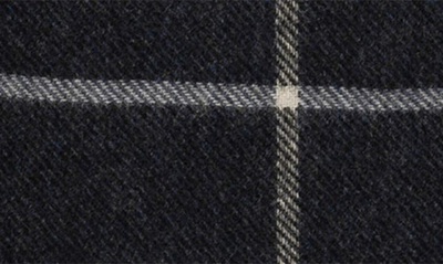 Shop Eton Check Wool Fringe Scarf In Navy