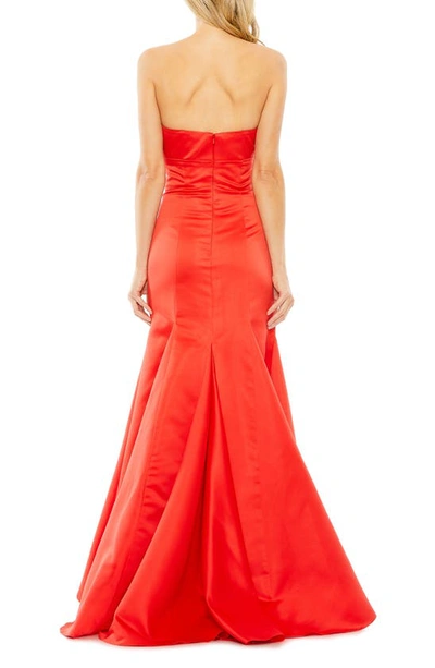 Shop Mac Duggal Strapless Satin Mermaid Gown In Red