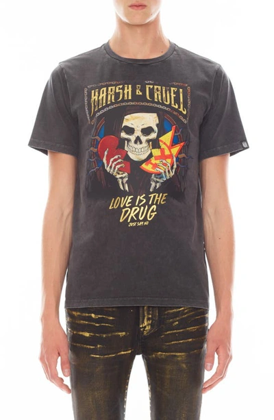 Shop Cult Of Individuality Harsh & Cruel Graphic T-shirt In Charcoal