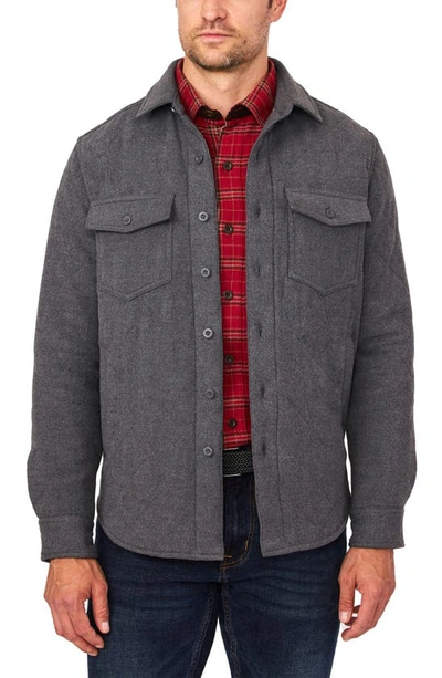 Shop Rainforest Elbow Patch Brushed Twill Quilted Shirt Jacket In Grey