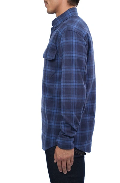 Shop Rainforest Heavyweight Brushed Flannel Button-up Shirt In Navy Plaid