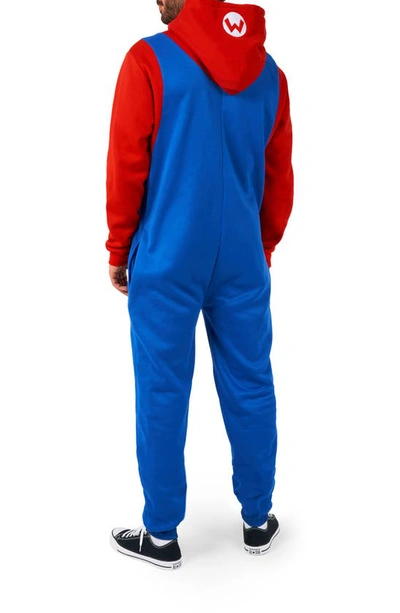 Opposuits Super Mario™ Hooded Long Sleeve Fleece Jumpsuit In Blue