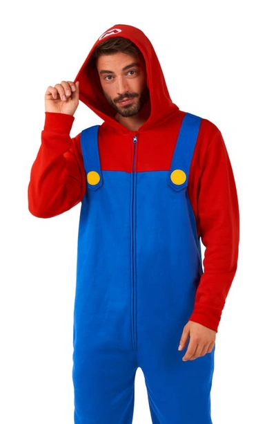 Opposuits Super Mario™ Hooded Long Sleeve Fleece Jumpsuit In Blue