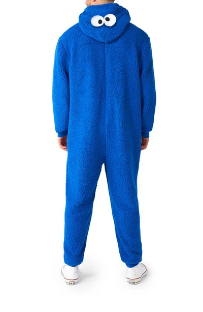 Opposuits Sesame Street® Cookie Monster Hooded Long Sleeve Fleece Jumpsuit In Blue