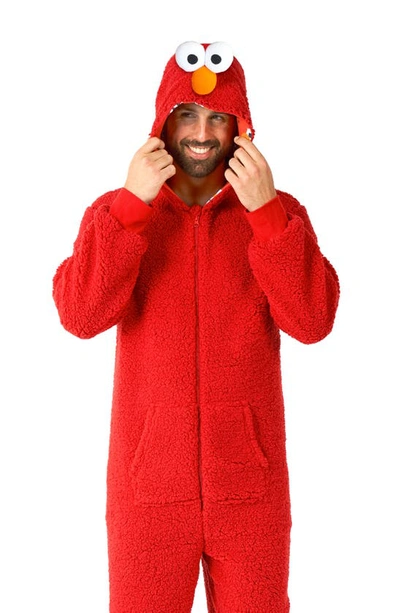 Opposuits Sesame Street® Hooded Long Sleeve Fleece Jumpsuit In Red
