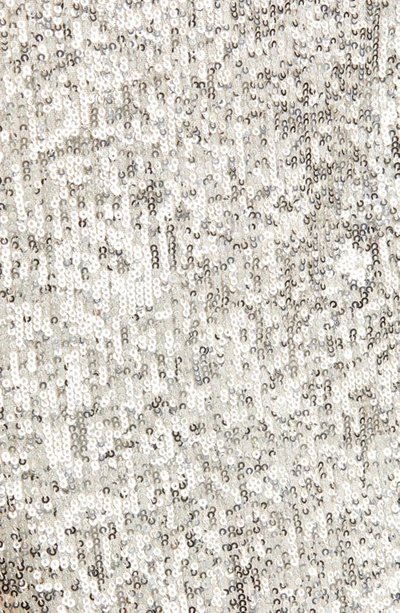 Eliza J Sequin Long Sleeve Tuxedo Cocktail Dress In Silver