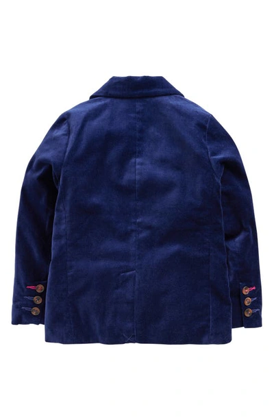 Shop Mini Boden Kids' Cotton Velvet Blazer In Bluing