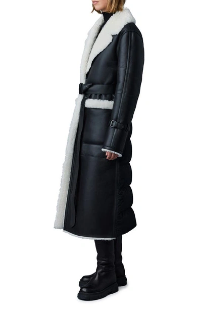 Mackage Sabreen Mixed Media Medium-down Trench Coat With Shearling Lining In Black