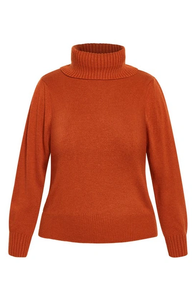 Shop City Chic Softly Sweet Turtleneck Sweater In Copper