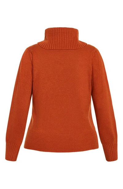 Shop City Chic Softly Sweet Turtleneck Sweater In Copper